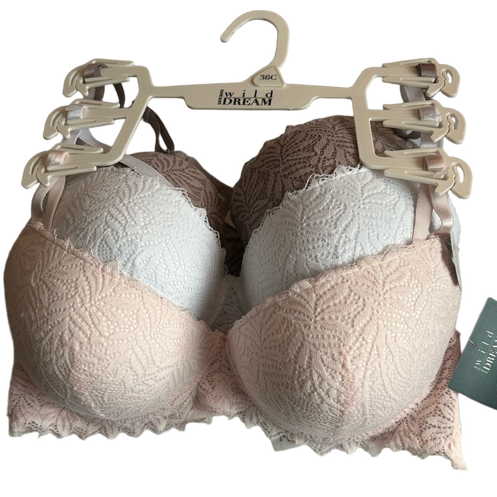 Rene Rofe Wild Dream 3 Woman’s Push-up Bra’s Underwire Lace Detail NWT